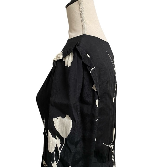 Ba&sh Paule Floral Maxi Dress Black White V-Neck 3/4 Sleeve Women’s Small - Picture 12 of 16